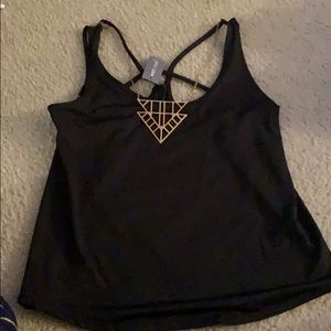 Black top with attached necklace